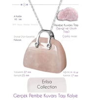 Sertifikalı Çanta Model Pembe Kuvars Taşı Kolye (Çok Renkli)