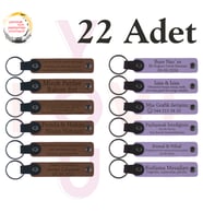 A Kahve & Mor Menekşe, Nişan Törenine Değer Katan Hediye, 22’li Set, Tarih Ve İsimli Deri Hatıra