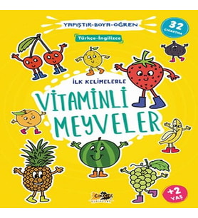 İlk Kelimelerle Vitaminli Meyveler Yapıştır-Boya-Öğren