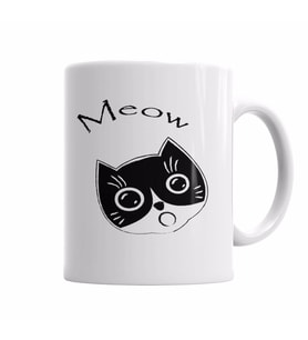 Cat Meow Kedi Kupa Bardak Porselen
