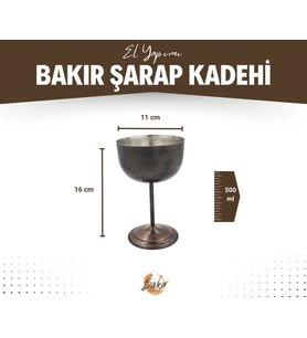 BAKIR ŞARAP KADEHİ OKSİTLİ BAKIR RENK
