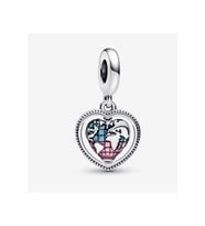 Aile Dönen Kalp Küre Dangle Charm (Gümüş)