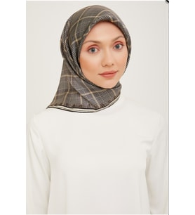 Armine Nostalji Serisi Twill İpek Eşarp 9029D-02 (Siyah-Sarı)
