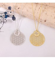Hayat Yaşam Çiçeği Harf Charmlı Kolye 925K Gümüş (Gold)