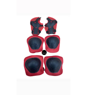 Çocuk Koruyucu Dizlik Dirseklik Set 6'lı Paten Scooter Bisiklet Kaykay Koruyucu Ekipman Set (Kırmızı)