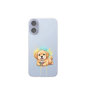 iPhone 17 ile Uyumlu Splash Köpek Tasarımlı Şeffaf Silikon Kılıf