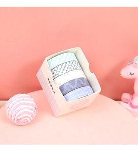 Vintage Washi Tape Bant Baskılı Yapışkanlı Maskeleme Kağıdı Desenli bant 5 li - Geometrik N4