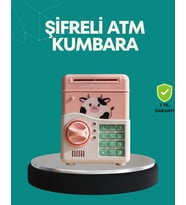 Pembe Atm Kasa Görünümlü Elektronik Şifreli Çocuk Kumbarası