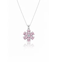 Pembe Taşlı Sevgi Çiçeği Gümüş Kolye - Rose
