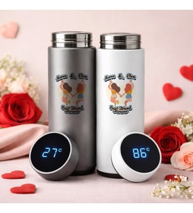 BK Gift Kişiye Özel Best Friend Tasarımlı Dijital Göstergeli Filtreli 2’li Çelik Termos 450 ml -5, Arkadaşa Hediye En İyi Arkadaş Termos Seti