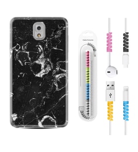 Samsung Note 3 4 5 8 9 20 Ultra 10 Lite Kılıf Kablo Koruma Spiral Silikon Black Hole Marble 1387