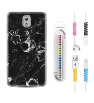 Samsung Note 3 4 5 8 9 20 Ultra 10 Lite Kılıf Kablo Koruma Spiral Silikon Black Hole Marble 1387