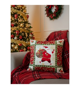 Çift Taraf Dijital Baskı Fermuarlı Yılbaşı Temalı Yastık Kılıfı, Kırlent Kılıfı 43x43 cm