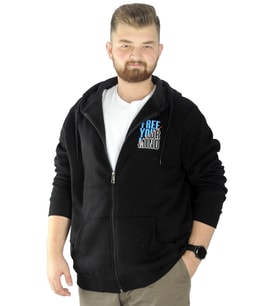 Mode XL Erkek Sweat Fermuarlı Free Your Mind 22536 Siyah