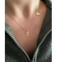 Kişiye Özel Harf ve Kalp Kolye 925K Gümüş (Gold)