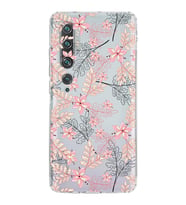 Xiaomi  Poco X3  Kamera Korumalı Kapak Floral Kırmızı Tasarımlı Şeffaf  Kılıf
