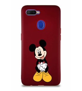 Oppo A5S Soft Premier Kapak Mickey Mouse-A Tasarımlı Silikon Kılıf - Mürdüm (Şeffaf)