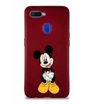Oppo A5S Soft Premier Kapak Mickey Mouse-A Tasarımlı Silikon Kılıf - Mürdüm (Şeffaf)