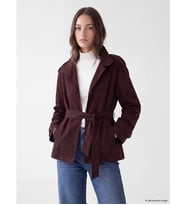 LCW Modest Bordo Dik Yaka Kuşaklı Oversize Kadın Trençkot
