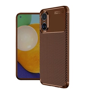 Realme 12 Lite Kılıf Auto Focus Karbon Kapak - Kahverengi