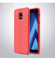 Galaxy A6 2018 Kılıf Niss Deri Desenli Silikon Kılıf (Kırmızı)