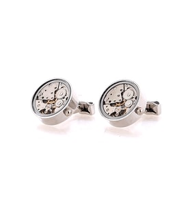 Omark Cotton Watch Silver Saat Mekanizmalı Kol Düğmesi (Gümüş Gri)