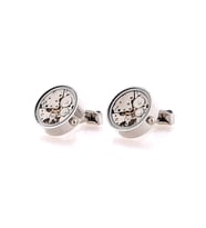 Omark Cotton Watch Silver Saat Mekanizmalı Kol Düğmesi (Gümüş Gri)