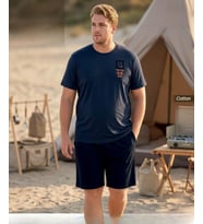Pijamoni Erkek Battal Bisiklet Yaka Kısa Kol Şortlu Pijama Takımı 6715/5 - 1 Adet