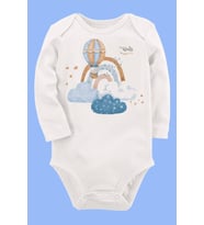 Organik Baskılı Pamuklu Unisex Bebek Body UZUNE258