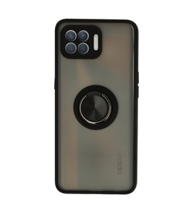 Oppo Reno 4 Lite Kılıf Montreal Yüzüklü Silikon Kapak - Siyah