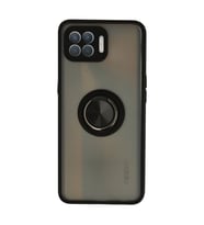 Oppo Reno 4 Lite Kılıf Montreal Yüzüklü Silikon Kapak - Siyah