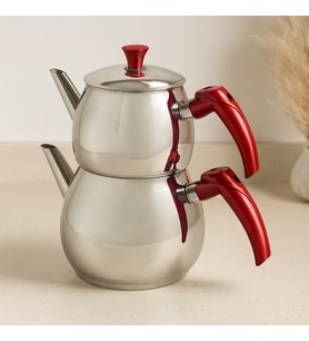 Büyük Aile Çelik Çaydanlık Seti (Üst 1.2L / Alt 2L)