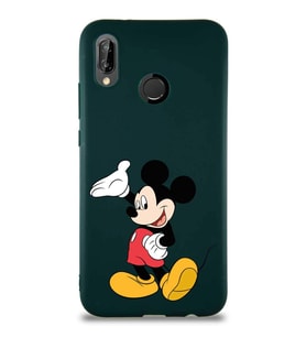 Huawei P20 Lite Soft Premier Kapak Mickey Mouse-C Tasarımlı Silikon Kılıf - Yeşil (Şeffaf)