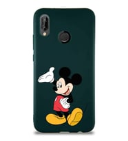Huawei P20 Lite Soft Premier Kapak Mickey Mouse-C Tasarımlı Silikon Kılıf - Yeşil (Şeffaf)