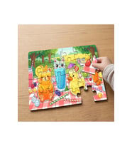 Sevimli Hayvanlar - Meyve Kokteyller Tasarımlı 24 Parça Ahşap Çocuk Puzzle