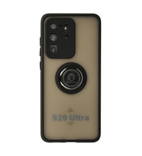 Samsung Galaxy S20 Ultra Kılıf Montreal Yüzüklü Silikon Kapak - Siyah