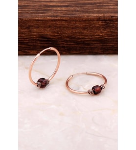 Ametist Taşlı 18 mm Rose Gümüş Halka Küpe 4764 (Mor)