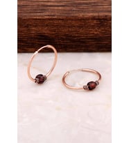 Ametist Taşlı 18 mm Rose Gümüş Halka Küpe 4764 (Mor)