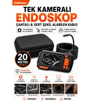 Ekranlı Tek kameralı 20 Mt Sert Kablo Yılan Endoskop Kamera 8 mm 4.3 ınc