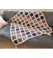 Tığ işi Pamuklu Motif Battaniye,  El Yapımı Küçük Koltuk Şalı