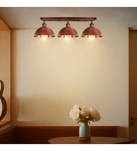 RİOLİHGT RETRO,MODERN,VİNTAGE FIRÇALI BAKIR PATİNE 3XE27 METAL SIRALI AVİZE TABAN UZUNLUK:60CM