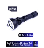 Luxery 250 Metre Yüksek Mesafe Işık Güçlü Beyaz Aydınlatma 600 Lümen Tx6 Şarjlı Özel Avcı El Feneri