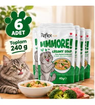 Reflex Plus Mmore Ton Balıklı,Uskumrulu Ve Brokolili Kremalı Kedi Çorbası 40 Gr*6lı SET
