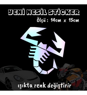 akrep zehirli ön arka cam uyumlu 2adet oto sticker - ışıkta renk değiştiren hologram sticker yapıştırma