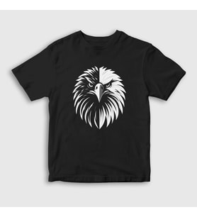 Presmono Unisex Çocuk Siyah Kartal Kafası Kartallı Siyah Beyaz Hediye T-Shirt 470029tt
