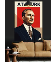 Mustafa Kemal Atatürk Portresi Dekoratif Kanvas - Mdf Ahşap Tablo