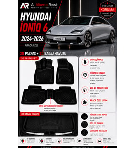 HYUNDAI İONİQ 6 2024-2026 Araca Özel 3D Paspas + 3D Bagaj Havuzu