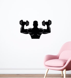 BK Home GYM Tasarımlı Ahşap Duvar Süsü-16 (Siyah)