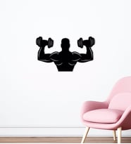 BK Home GYM Tasarımlı Ahşap Duvar Süsü-16 (Siyah)