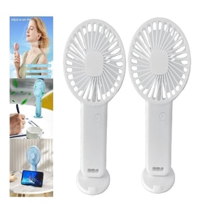 2 ADET MİNİ FAN,TELEFON TUTUCU,PORTATİF EL VANTİLATÖRÜ BEYAZ  9,3x19cm